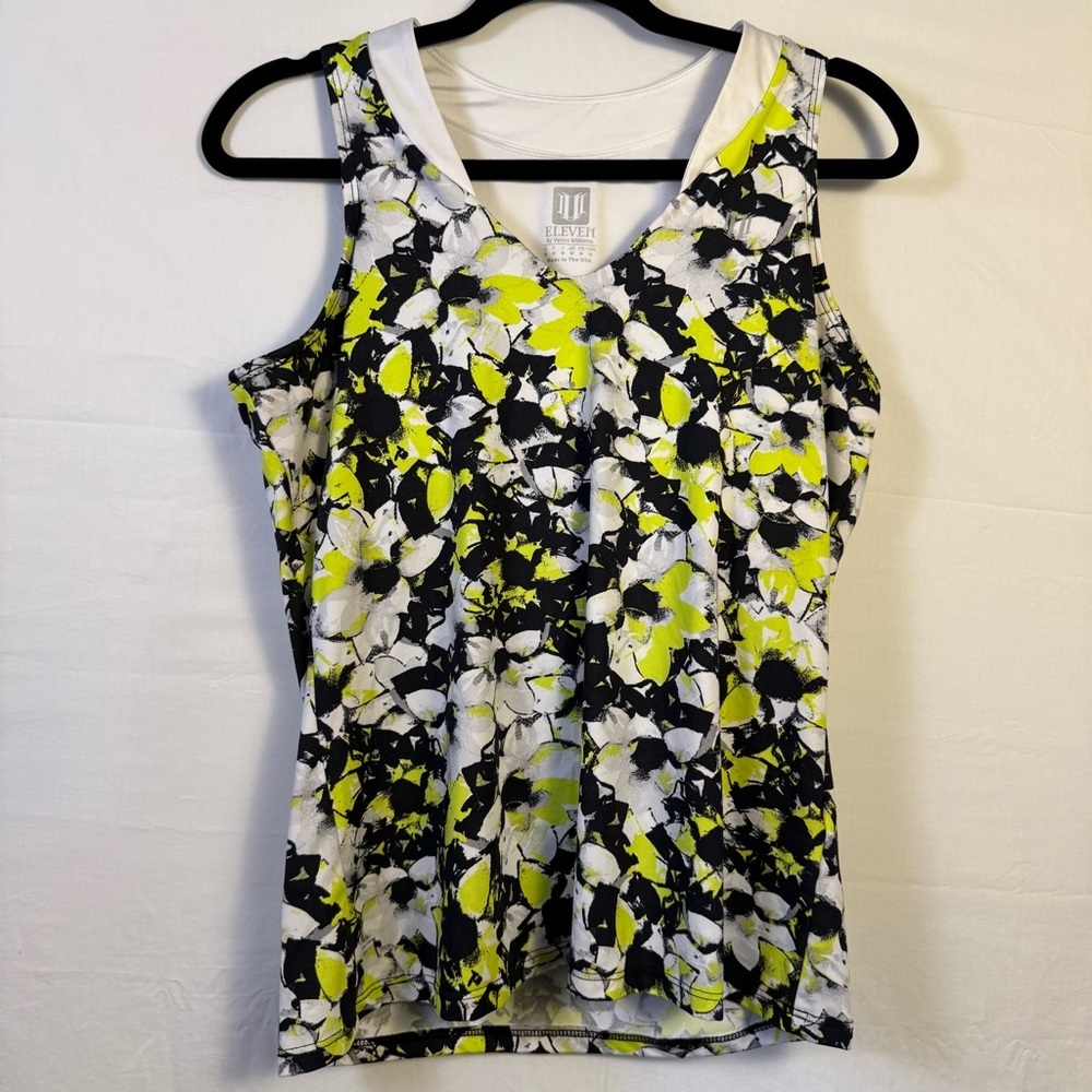 EleVen by Venus Williams Women's Floral Tank Top Yellow and Black Size M
